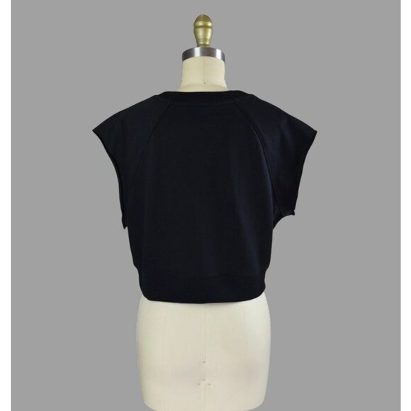 CALVIN KLEIN PERFORMANCE FRENCH TERRY BLACK CROP SWEATER TANK - Picture 4 of 7